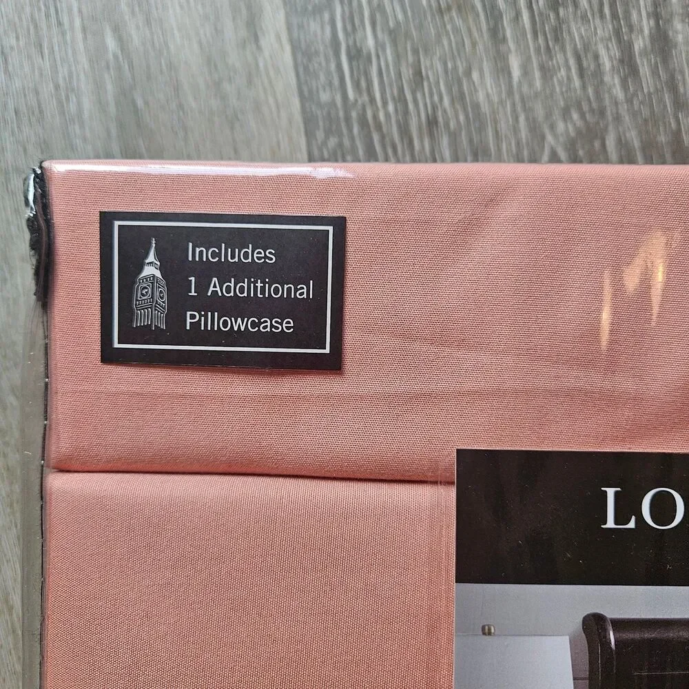 London Fog Twin Sheet Set 4 Piece Salmon Pink Peach New Sealed Bedding